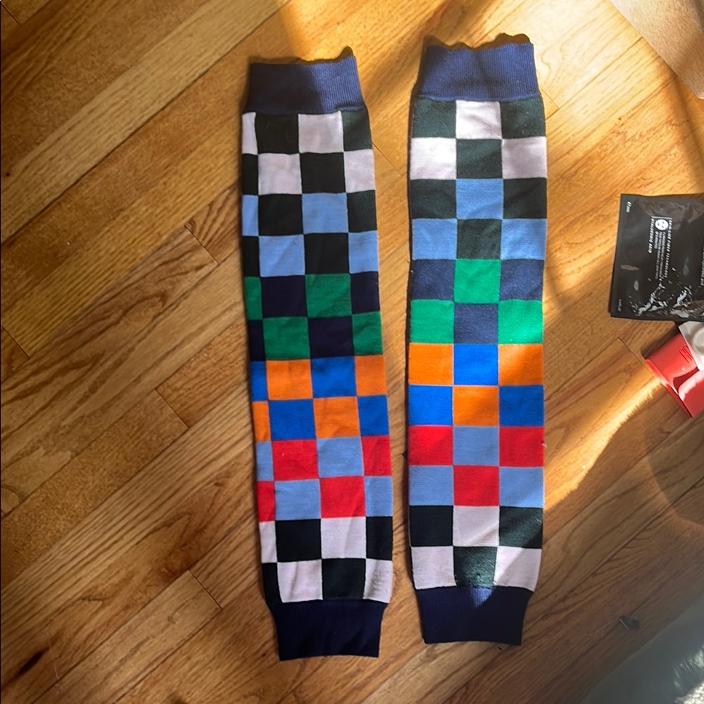 Tory Sport Colorful Checkered Leg Warmers Tory Burch